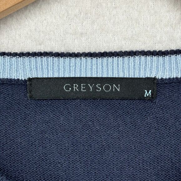 GREYSON Sweater Mens M Cheyenne V-Neck Merino Wool Blend Golf Pullover Blue - Picture 9 of 14